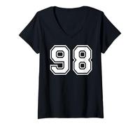 Donna 98 Numero Ninety-Nine Team Sports Graphic Matching Varsity Maglietta con Collo a V