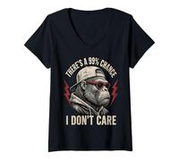 Donna 99% Chance I Don't Care Sarcastic Monkey Gorilla Streetwear Maglietta con Collo a V