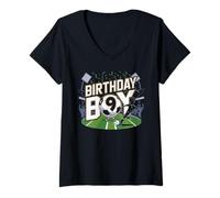 Donna 9th Birthday Boy Soccer Design with Number Nine Soccer Ball Maglietta con Collo a V