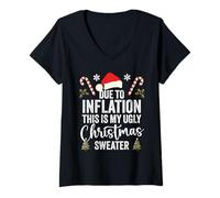 Donna A Causa dell'inflazione This is My Ugly Christmas Sweaters Xmas Maglietta con Collo a V
