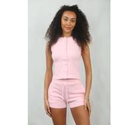 Donna a Costine con Bottoni Maglietta e Pantaloncini Set Lounge Molly Mae Estate