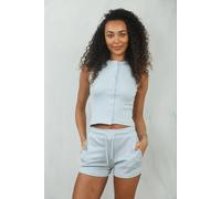 Donna a Costine con Bottoni Maglietta e Pantaloncini Set Lounge Molly Mae Estate