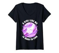 Donna A Girl Like Me is Hard to Find - Women Kids Unicorn Mother's Maglietta con Collo a V