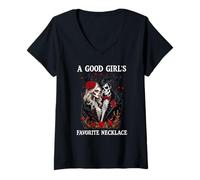 Donna A Good Girl's Favorite Necklace Dark Romance Smut Book Smutt Maglietta con Collo a V