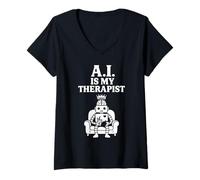 Donna A.I. è Il Mio terapeuta - Robot AI Mental Health Therapy Humor Maglietta con Collo a V