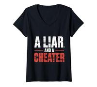 Donna A Liar And A Cheater Breakup Puns Expose Ex |- Maglietta con Collo a V