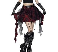 Donna A Line Mini Steampunk Gonna Vittoriana Gonna a Pieghe Y2K Streetwear Vita Alta Party Club Wear L