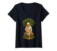 Donna A proposito di Sai RAM | Shirdi Sai Baba | Sai Baba Maglietta con Collo a V