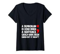 Donna A Semicolon Isn't The End - Maglietta con Collo a V