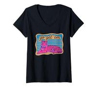 Donna A Strisce Go Get Em' Tiger Maglietta con Collo a V