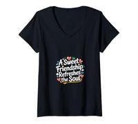 Donna A Sweet Friendship Refreshes The Soul Bond carino ------- Maglietta con Collo a V