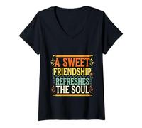 Donna A Sweet Friendship Refreshes The Soul Bond carino ------ Maglietta con Collo a V