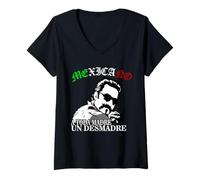 Donna A Toda Madre O Un Desmadre Latino Chicano Badass Mexicans Maglietta con Collo a V
