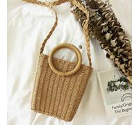 Donna a Tracolla Paglia Borsa Rattan Vimini Basket Uncinetto Spiaggia Estate