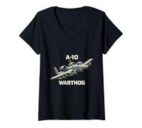 Donna A10 Warthog Close Air Support Jet Aerei Militari Maglietta con Collo a V