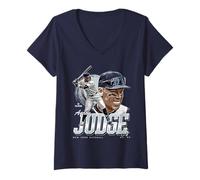 Donna Aaron Judge | Giocatori di baseball New York Y MLB | MLBAJU302N Maglietta con Collo a V