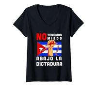 Donna Abajo la Dictadura a Cuba, Protesto Anticomunista di Cubano Maglietta con Collo a V