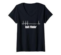 Donna Abbandona Fibbin' Cardiologia Battito cardiaco Divertente Infermiera Cardiaca Maglietta con Collo a V