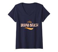 Donna Abbigliamento da strada Laguna Beach California Maglietta con Collo a V