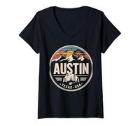 Donna Abbigliamento da Viaggio Austin City Skyline Texas Star Maglietta con Collo a V