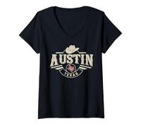 Donna Abbigliamento da Viaggio Austin City Skyline Texas Star Maglietta con Collo a V