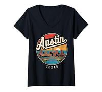 Donna Abbigliamento da Viaggio Austin City Skyline Texas Star Maglietta con Collo a V