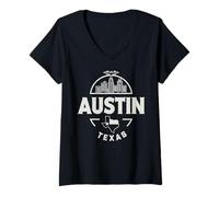 Donna Abbigliamento da Viaggio Austin City Skyline Texas Star Maglietta con Collo a V