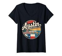 Donna Abbigliamento da Viaggio Austin City Skyline Texas Star Maglietta con Collo a V