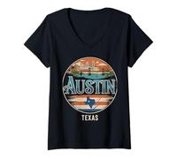 Donna Abbigliamento da Viaggio Austin City Skyline Texas Star Maglietta con Collo a V