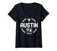 Donna Abbigliamento da Viaggio Austin City Skyline Texas Star Maglietta con Collo a V