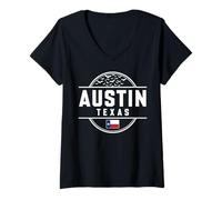 Donna Abbigliamento da Viaggio Austin City Skyline Texas Star Maglietta con Collo a V