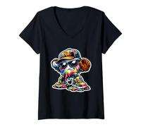 Donna Abbigliamento di Stile di Baseball per la brocca del gocciolamento di Compleanno dei Bambini della Gioventù Maglietta con Collo a V