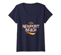Donna Abbigliamento di strada a Newport Beach, California Maglietta con Collo a V
