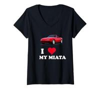 Donna Abbigliamento per Appassionati di Auto I Love My Miata Maglietta con Collo a V