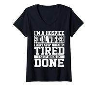 Donna Abbigliamento per assistenti sociali Hospice - Top Funny Workers Design Maglietta con Collo a V