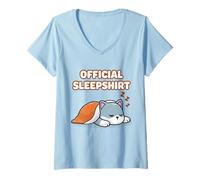 Donna Abbigliamento Ufficiale del Sonno Carino Kawaii Cane Che Dorme Maglietta con Collo a V