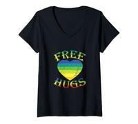 Donna Abbracci gratis Vintage Retro Hug Love Heart Fun Maglietta con Collo a V