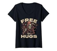Donna Abbracci Grim Reaper Angel Of Death Soul Collector Matching Maglietta con Collo a V