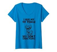 Donna Abbraccio Il Mio Barboncino Toy per Non soffocare Le Persone Maglietta con Collo a V, Zaffiro, XXL