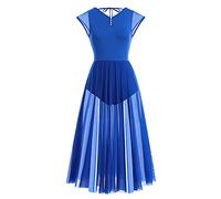 Donna Abito da Balletto per Danza Contemporaneo Lirica Senza Maniche Scollo a V Senza Schienale Body Ginnastica Artistica Vestiti da Ballo Latino Americano Performance Blu Reale S