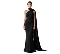 Donna Abito Da Cocktail Da Vestiti Eleganti Da Cerimonia Vestito | Abito Con Una Manica Lunga,Dettaglio Mantello Laterale Drappeggiato,Lunghezza Al Pavimento,Festa Sera,Serale,La Laurea
