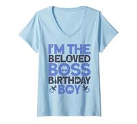 Donna Abito da Festa di Compleanno per Ragazzo I'm The Boss Come Una Zia Boss Maglietta con Collo a V