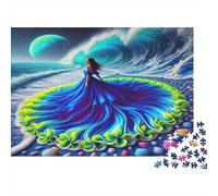 Donna Abito da Sogno Puzzle 1000 Pezzi Gioco di Puzzle 1000 Pezzi Carta Notte sullOceano Relax Decorazione Regalo Famiglia Adulti 38x26cm/1000pcs