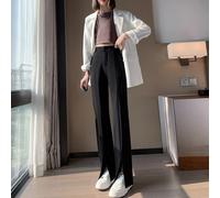 Donna Abito Pantaloni Casual Lungo Gamba Dritta Anteriore Spacco Vita Alta