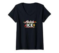 Donna Abolire Ice Minimal Mexican Protest Dichiarazione Maglietta con Collo a V