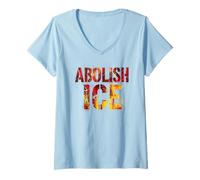 Donna Abolish Ice | Slogan di protesta Politica - Grunge Maglietta con Collo a V