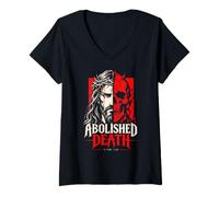Donna Abolished Death Jesus Skull 2 Timoteo 1:10 Christian Gothic Maglietta con Collo a V