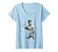 Donna Abraham Lincoln Abe Lincoln Gioca a Baseball Come battitore Sportivo Maglietta con Collo a V