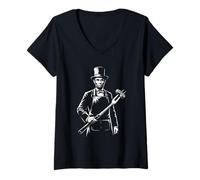 Donna Abraham Lincoln BBQ Grill Master Salsiccia Cuoco Maglietta con Collo a V