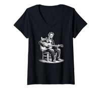 Donna Abraham Lincoln - Chitarra acustica divertente Maglietta con Collo a V